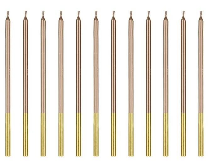 Partydeco Kerze Roségold, 14 cm, 12 Stück