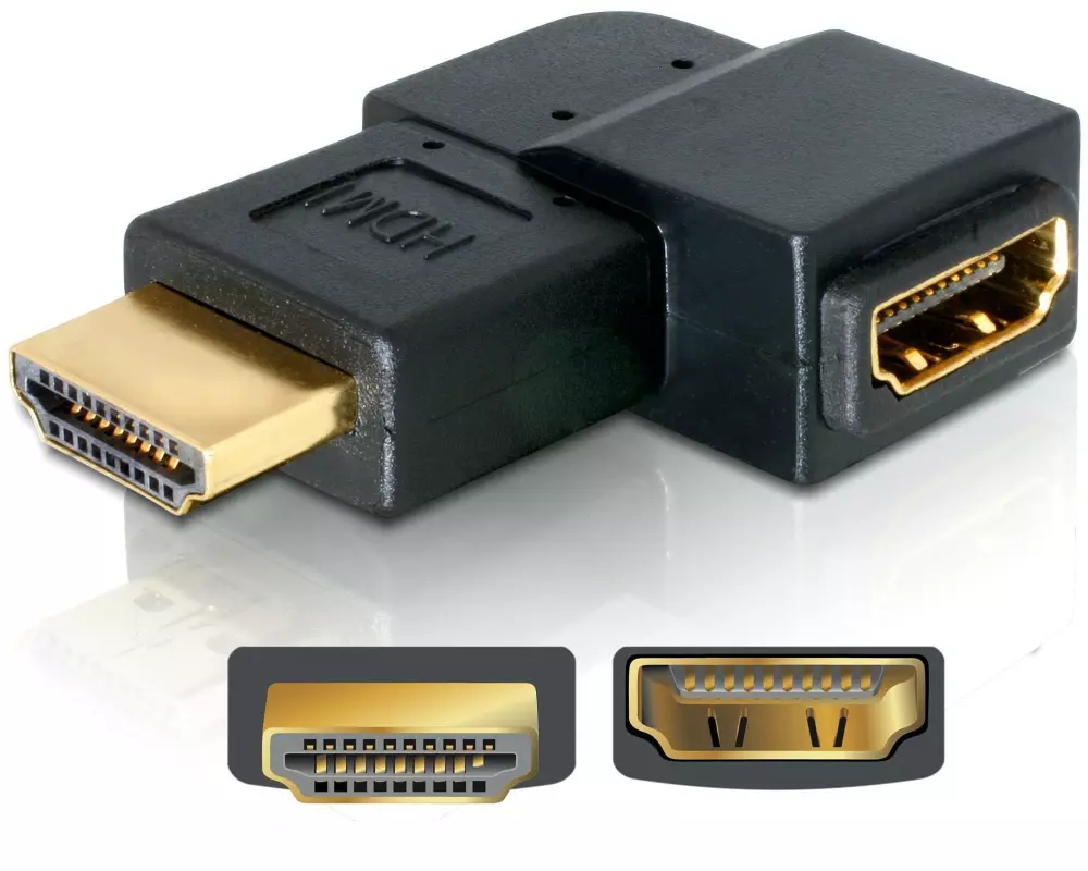Delock Adapter 90° links HDMI - HDMI