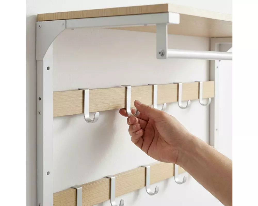 relaxdays Wandgarderobe 65 cm x 42 cm, Schwarz/Braun