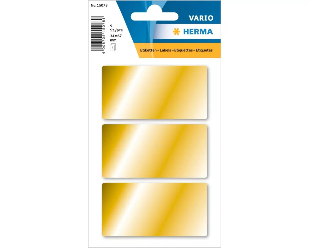 Herma Stickers Weihnachtssticker Goldetiketten, 3 Blatt / 9 Etiketten