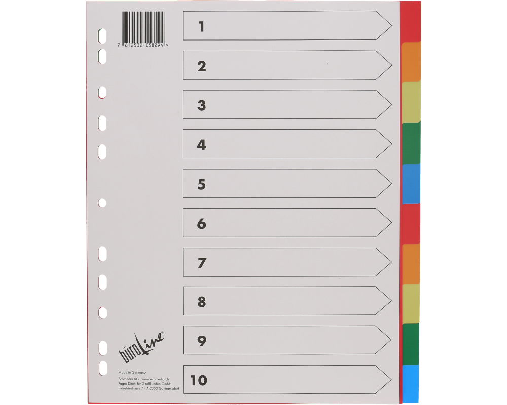 BÜROLINE Register PP A4+ 40990 bunt 10-teilig
