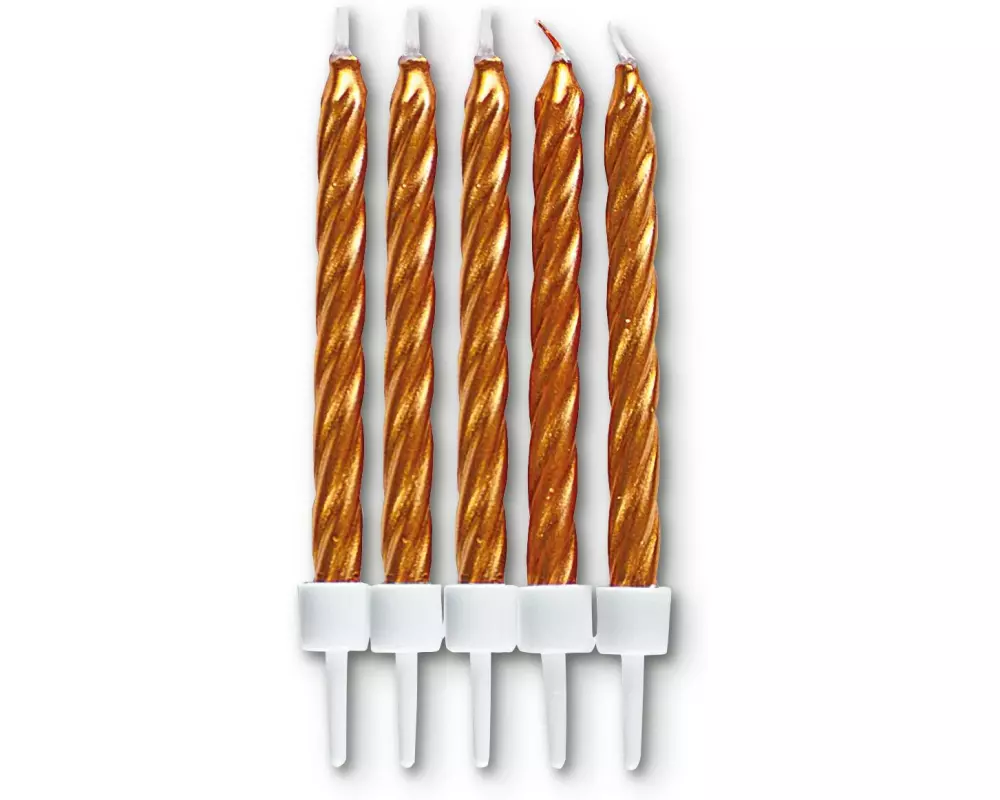 Städter Kerze mit Halter 10 Stück, Gold, 7.5 cm