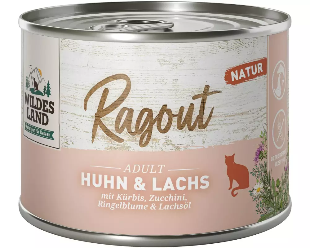 Wildes Land Nassfutter Ragout Huhn & Lachs 6 x 180 g