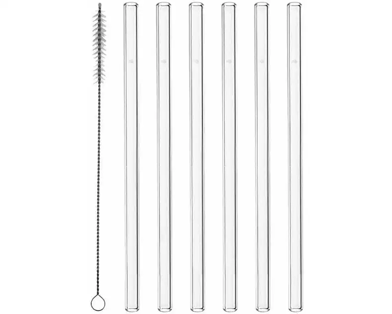 Montana Strohhalm 20 cm mit Bürste, 6 Stück, Transparent