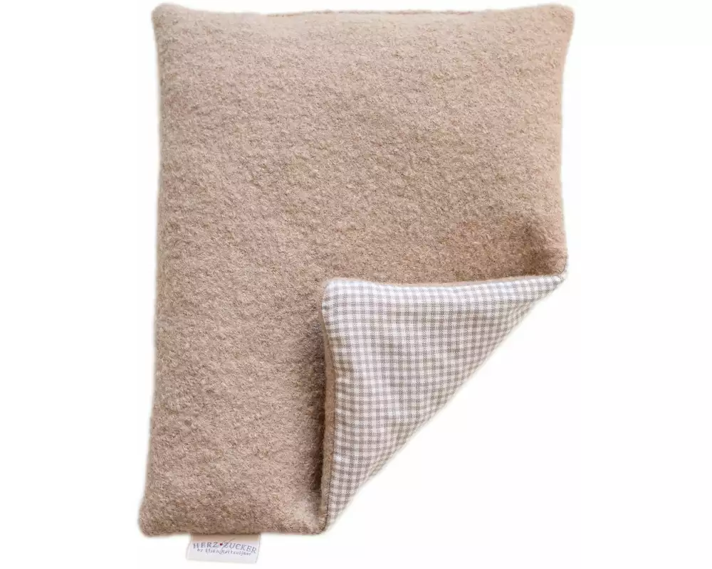 Herzzucker Kirschkernkissen Karo beige 26 x 21 cm