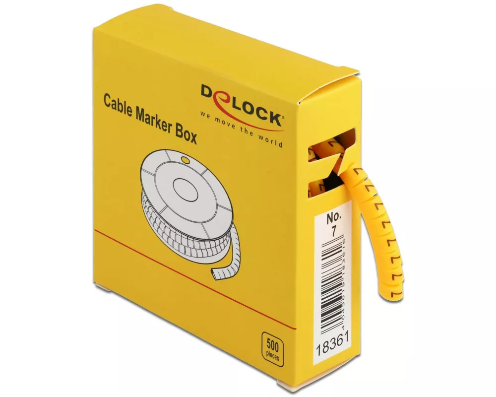Delock Kabelkennzeichnung Nr. 7, gelb, 500 Stück