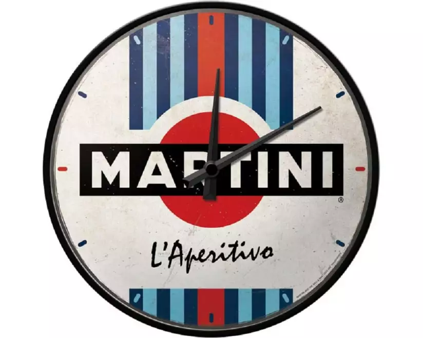 Nostalgic Art Wanduhr Martini Ø 31 cm, Blau/Rot/Weiss