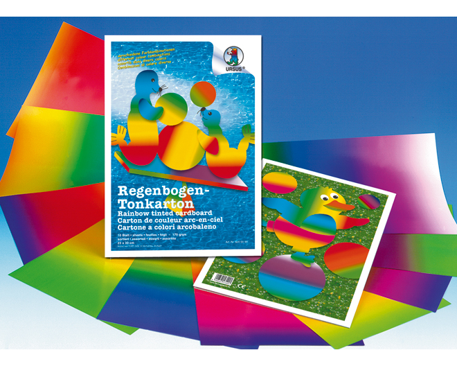 URSUS Regenbogentonkarton 23×33cm 8200099 170g 10 Blatt