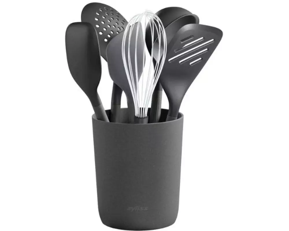 Zyliss Küchenutensilien mit Ständer 7-teilig, Grau/Silber/Schwarz