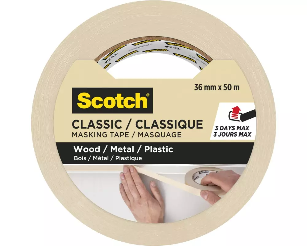 3M Malerabdeckband Scotch Classic 3650 36 mm x 50 m, Beige