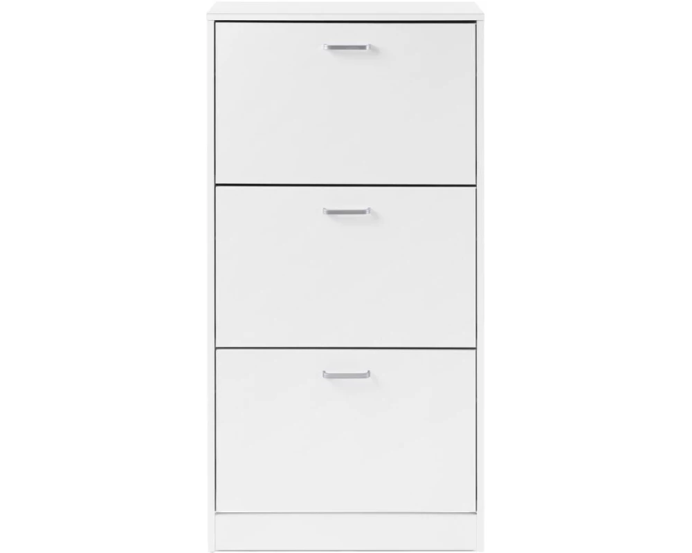 VASAGLE Schuhschrank mit 3 Klappen aus Spanplatte, Weiss