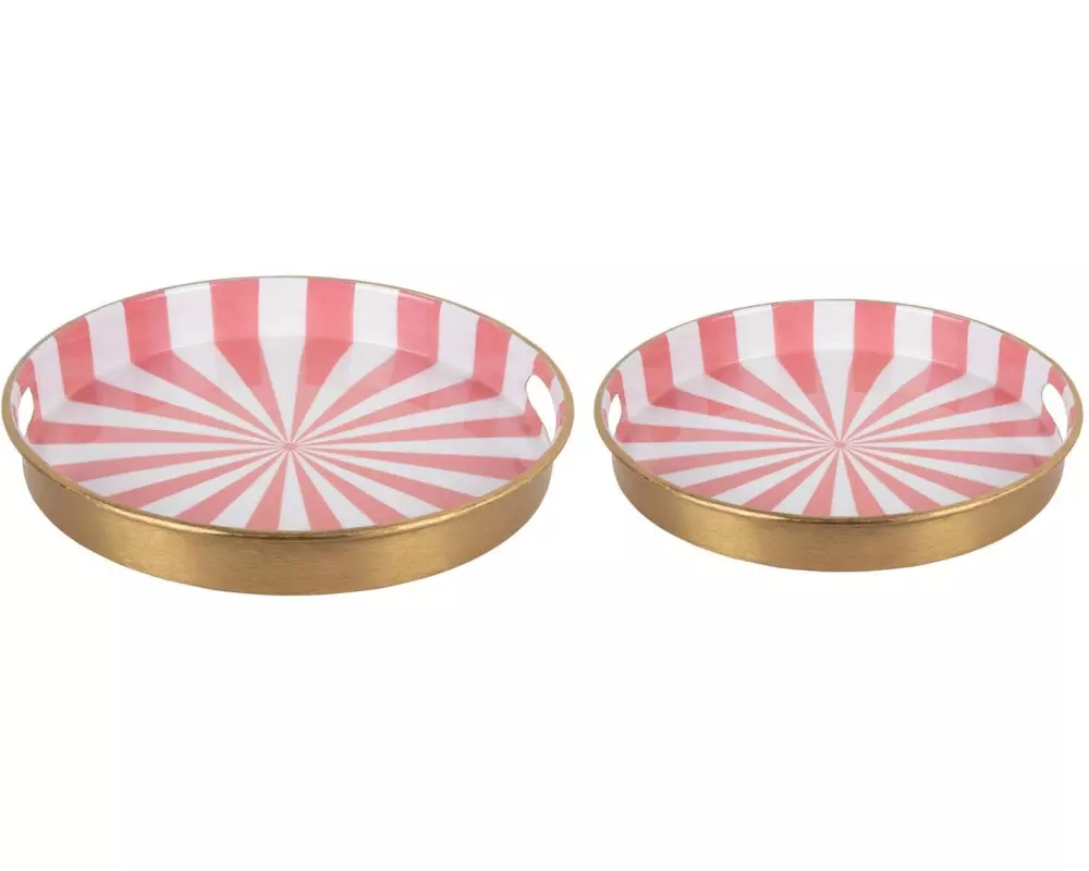 present time Serviertablett Candy Swirl 2 Stück, Rosa/Weiss