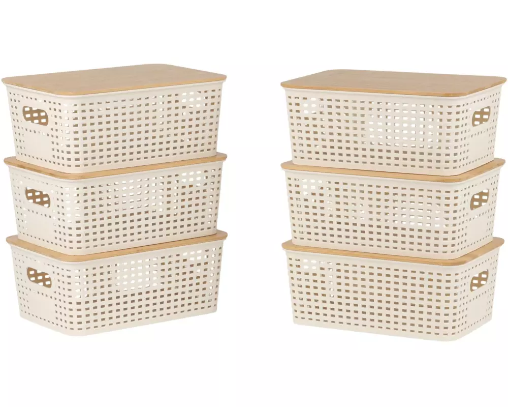 relaxdays Aufbewahrungsbox 6er Set, Weiss