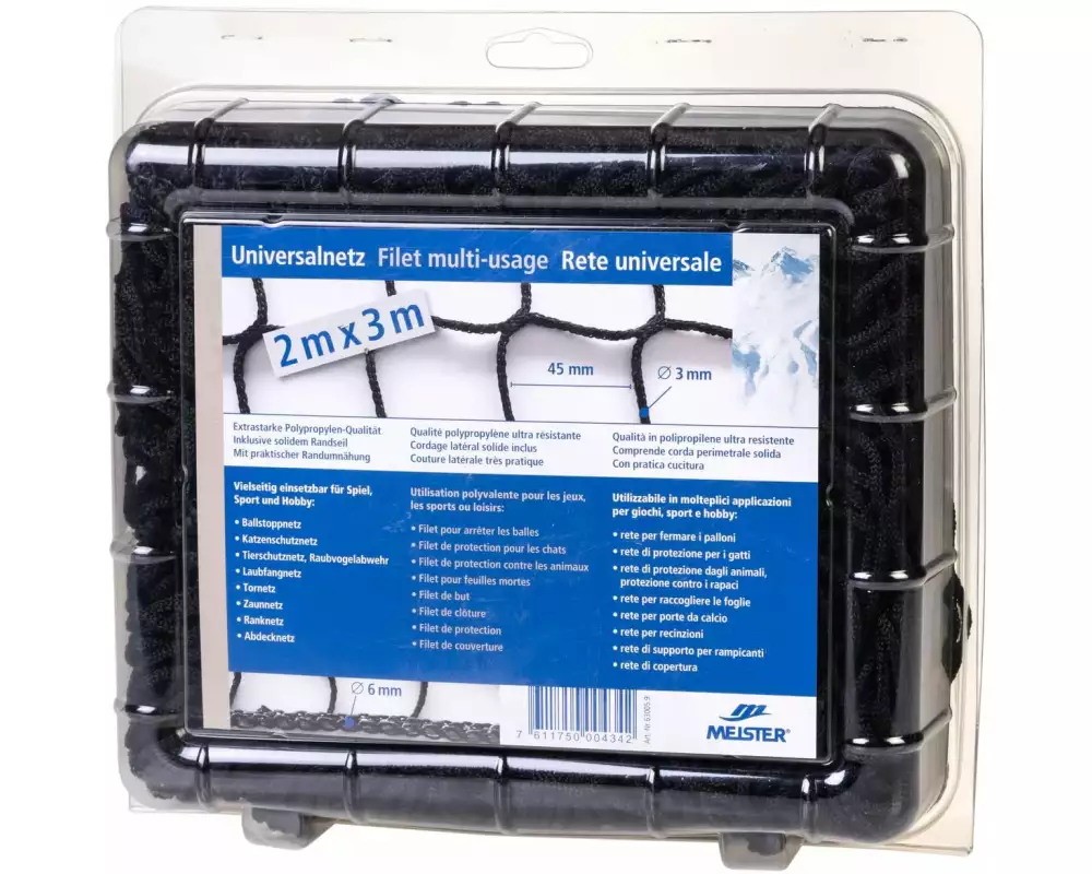 Meister Universalnetz knotenlos, Ø 3 mm / 2 x 3 m, Schwarz