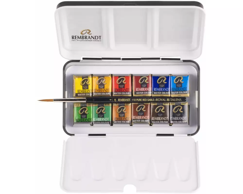 Rembrandt Aquarellfarbe Water colour box 12 Näpfchen, Mehrfarbig
