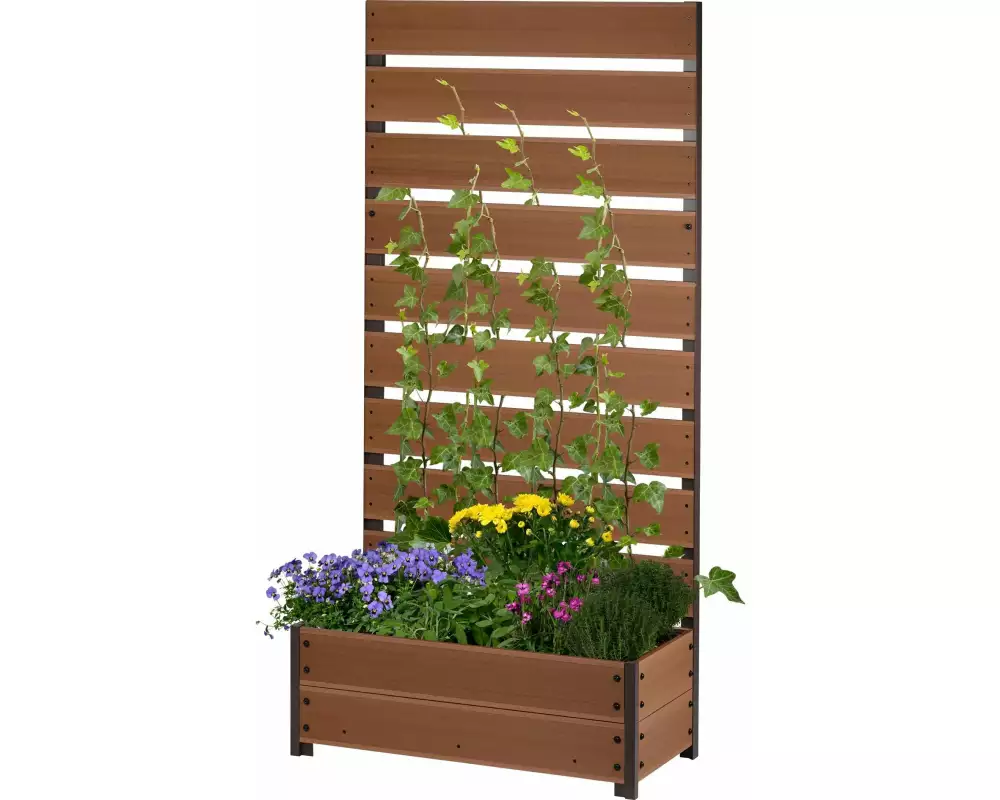 dobar Hochbeet Pflanzkübel mit Rankgitter aus WPC