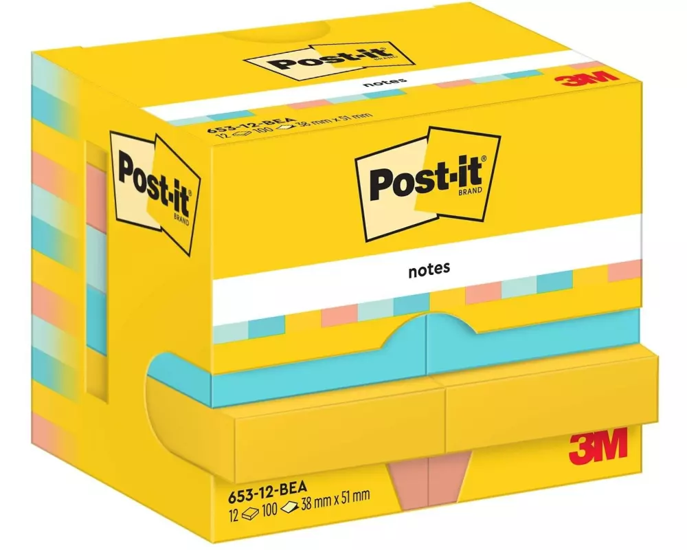 Post-it Notizzettel Beachside 51 x 38 mm, Mehrfarbig, 12 Blöcke