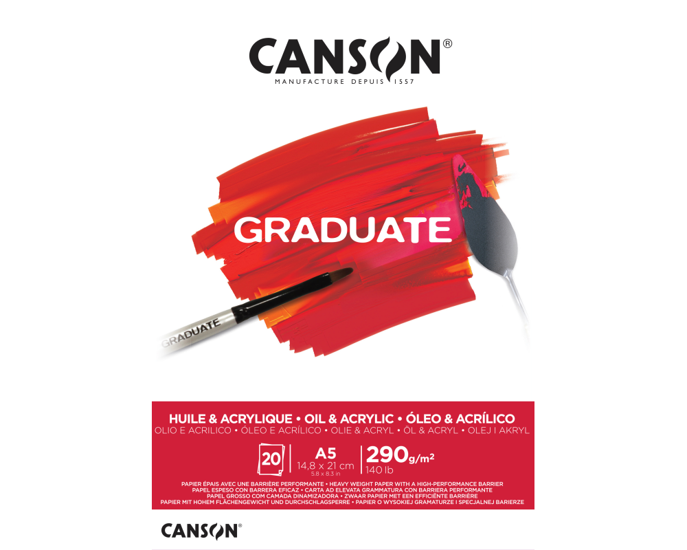 CANSON Graduate Öl und Acryl A5 400110379 20 Blatt, weiss, 290g
