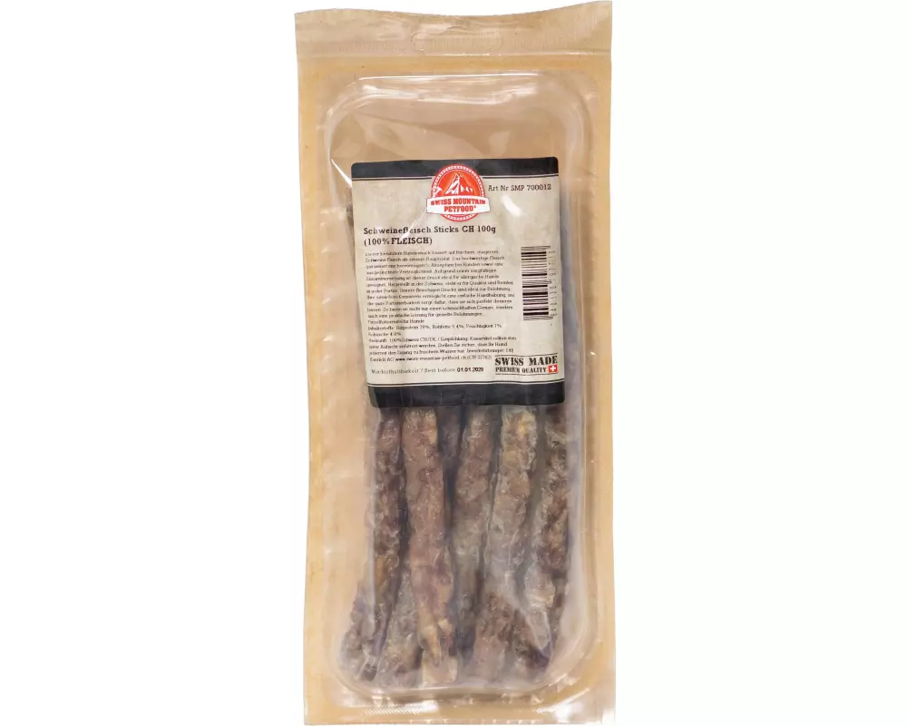 Swiss Mountain Petfood Schweinefleisch Sticks CH 100 g