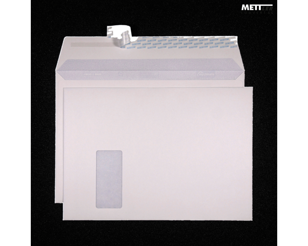METTLER Couvert Fenster links C4 9245 120g, recycling weiss 250 Stk.