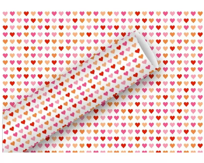 Braun + Company Geschenkpapier Heart to Heart Rot, 70 cm x 2 m