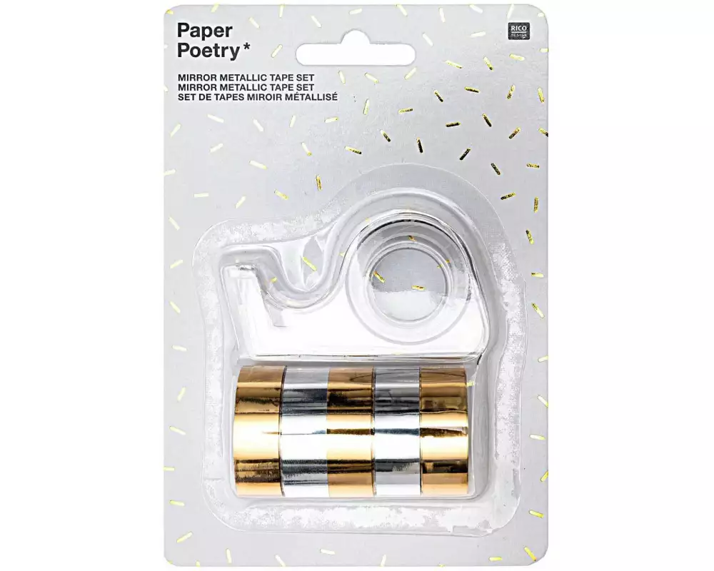 Rico Design Washi Tape Mirror Metallic Tape Set 6 Rollen, Gold/Silber