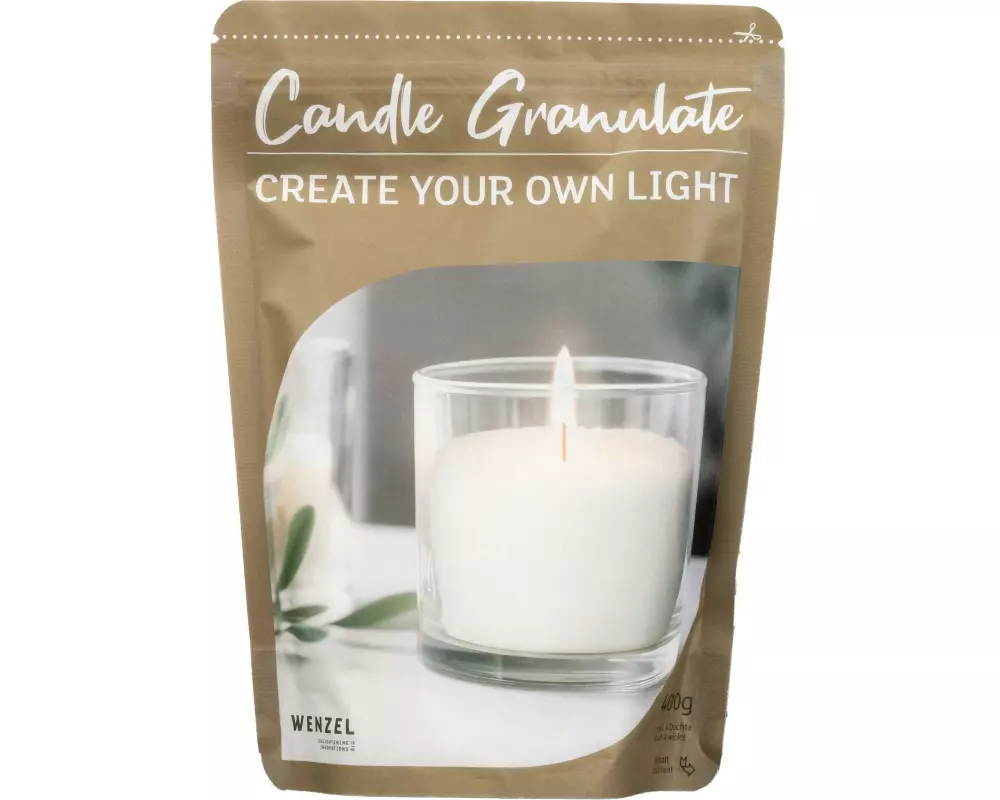 Wenzel Kerzen Wachsgranulat ohne Duft 400 g, Weiss