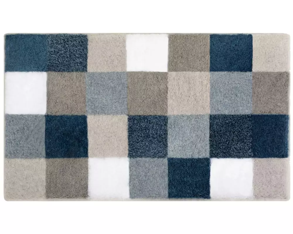 Kleine Wolke Badteppich Caro 70 x 120 cm, Marineblau/Blau/Grau/Weiss