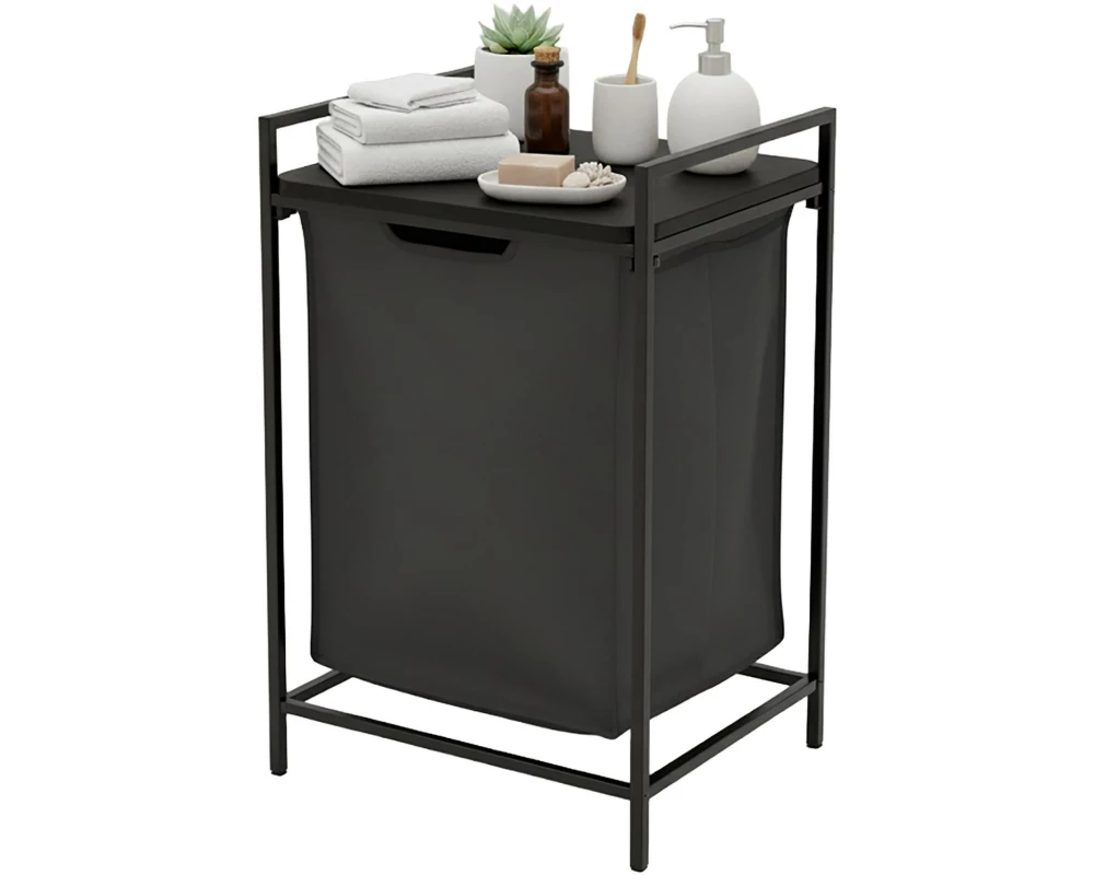 relaxdays Wäschekorb 65 L Schwarz