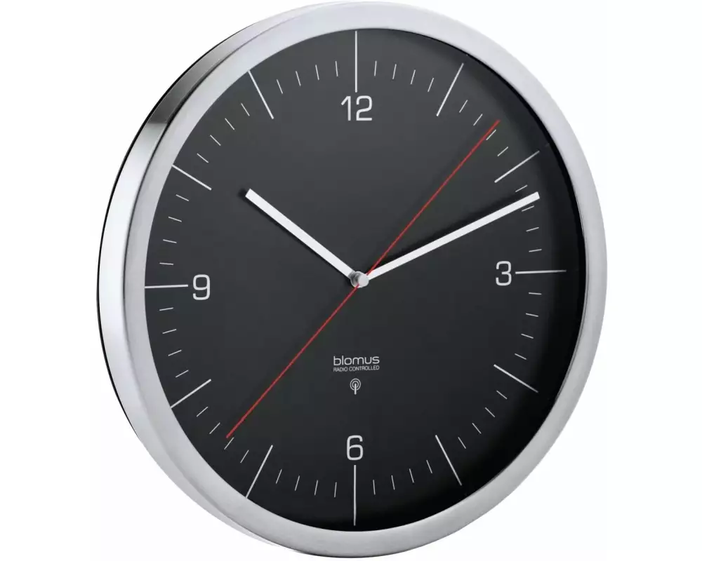 Blomus Funk-Wanduhr Crono M 24 cm, Schwarz