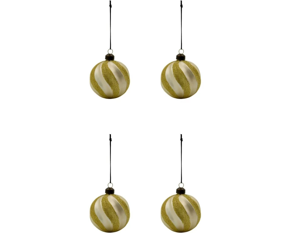 House Doctor Weihnachtskugel 4 Stück, Ø 8 cm, Gold/Champagner