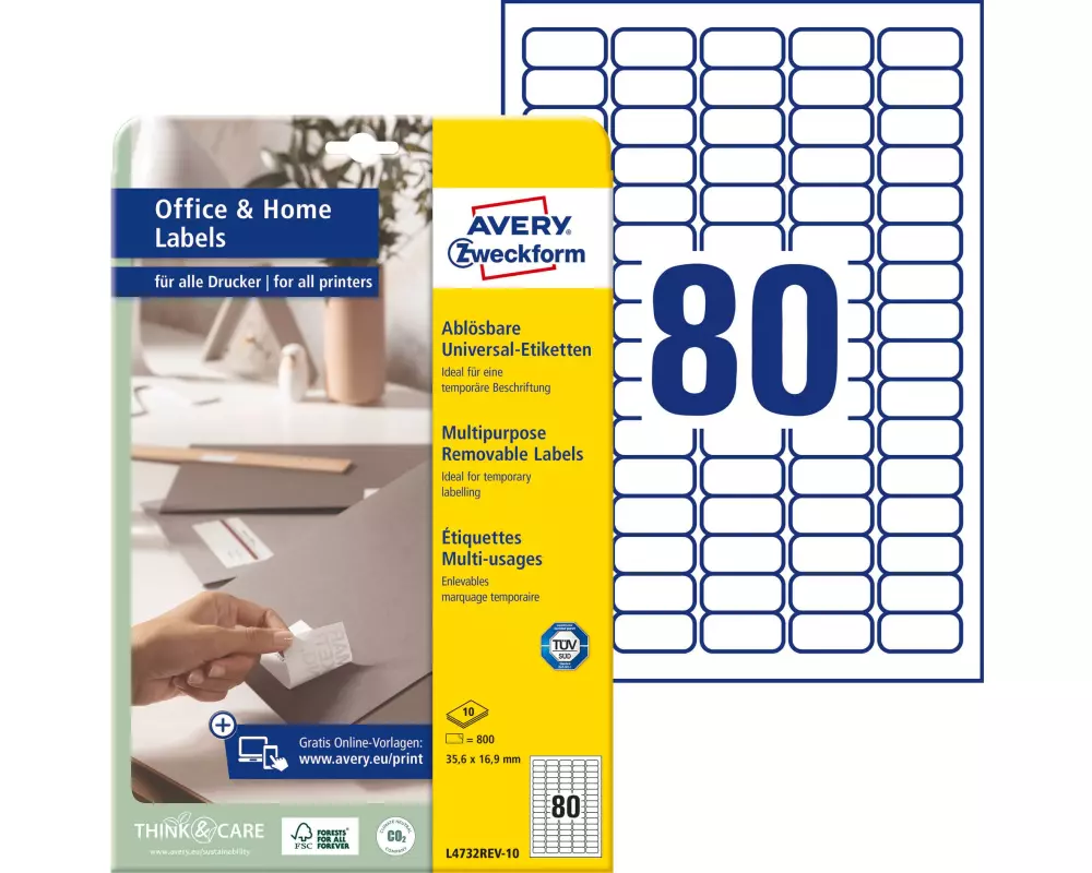 Avery Zweckform Universal-Etiketten L4732REV 35.6 x 16.9 mm, 10 Blatt