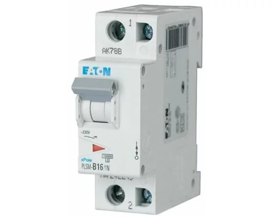 EATON PLS6/M MCB PLSM 1-pole+N tripping characteristic C rated current In 16 A rated switching capacity IEC/EN 60898-1 10 kA