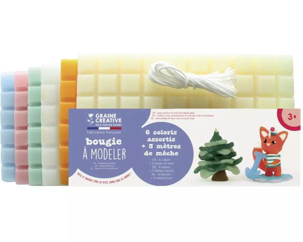 Graine Créative Modellierkerze Pastell 6 x 175 g, Pastellfarben