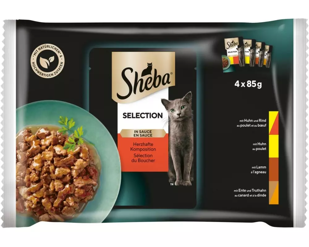 Sheba Nassfutter Selection Sauce Herzhafte Komposition, 4 x 85g
