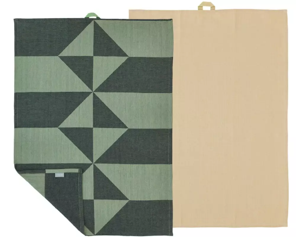 Södahl Geschirrtuch-Set Twist, 50 x 70 cm, Hedge Green, 2 Stück