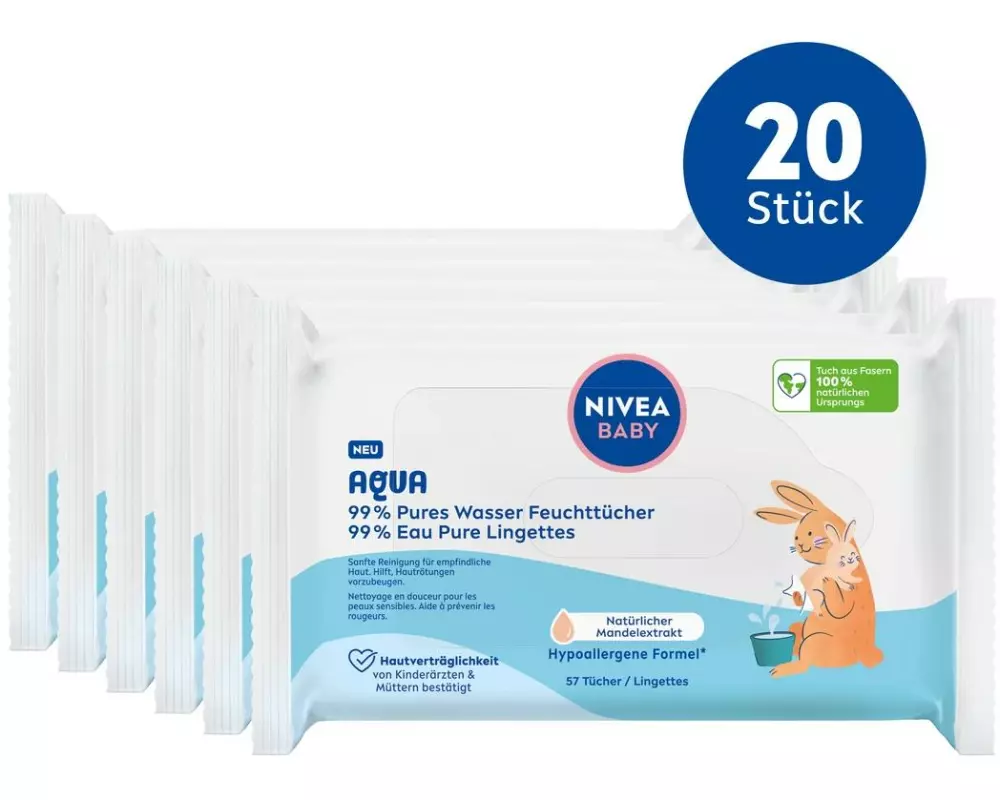 NIVEA BABY Feuchttücher Aqua Multipack 20 x 57 Stück