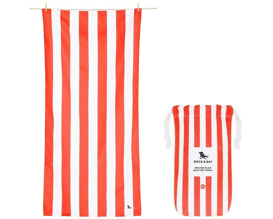 Dock & Bay Strandtuch Cabana 200 cm x 90 cm, Rot, Weiss