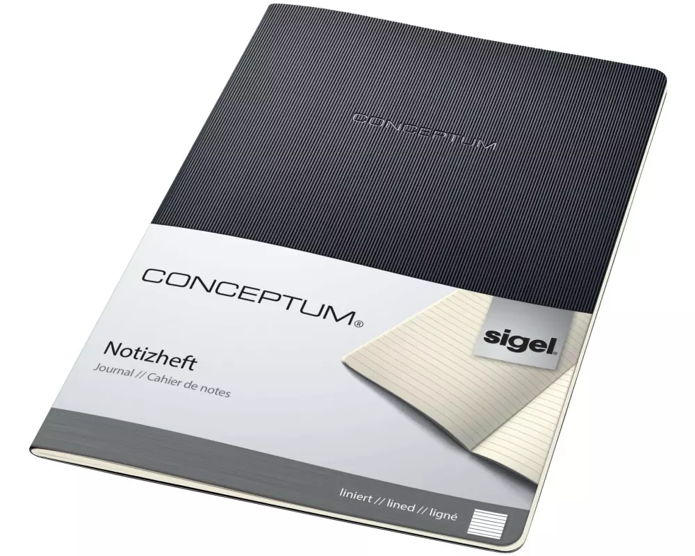 Sigel Notizheft Conceptum A4, Liniert, Schwarz