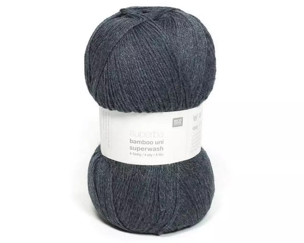 Rico Design Wolle Bamboo Uni für Socken 100 g, Grau Blau