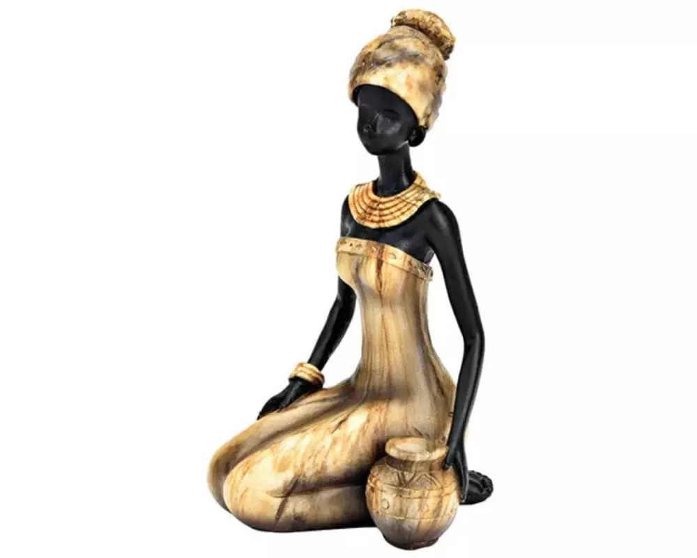 G. Wurm Dekofigur Afrikanerin Gold/Schwarz
