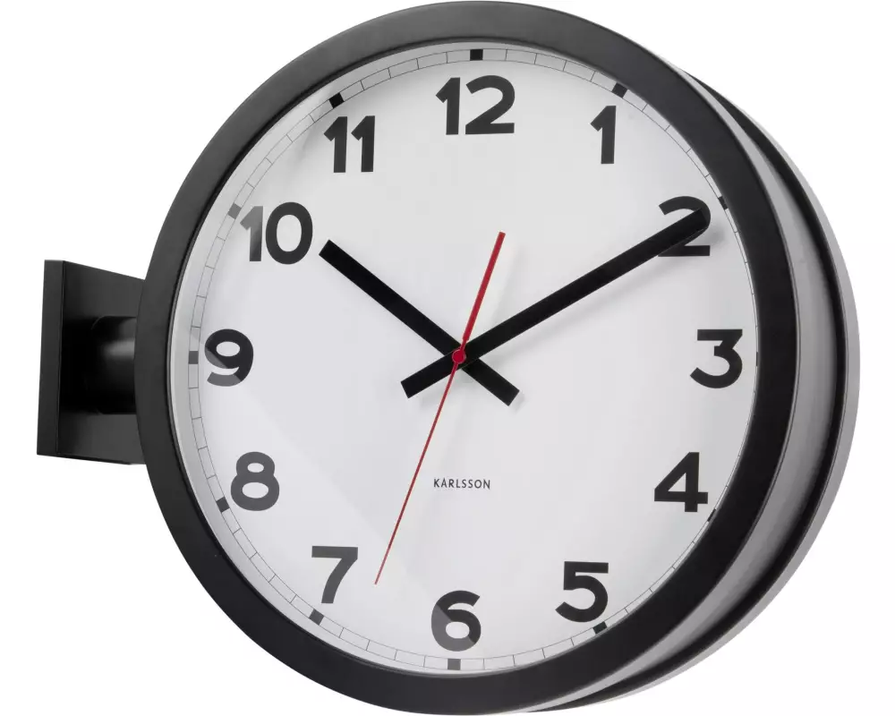 KARLSSON Wanduhr New Classic Double 38 cm, Schwarz/Weiss