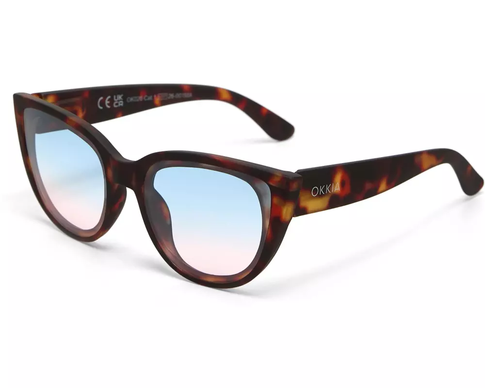 OKKIA Sonnenbrille Silvia Classic Havana, Blue Pink Lens