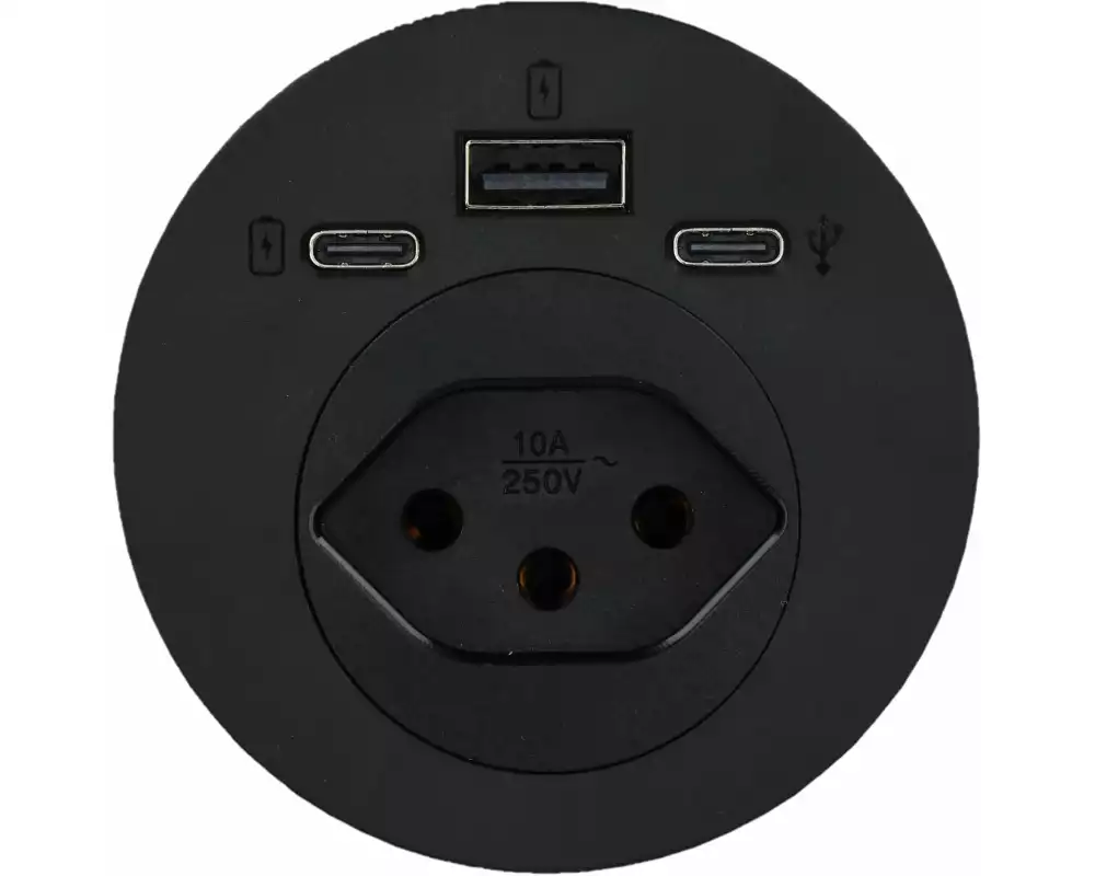 max connect Anschlussfeld Einbau 1x Typ 13, USB-A/C Schwarz