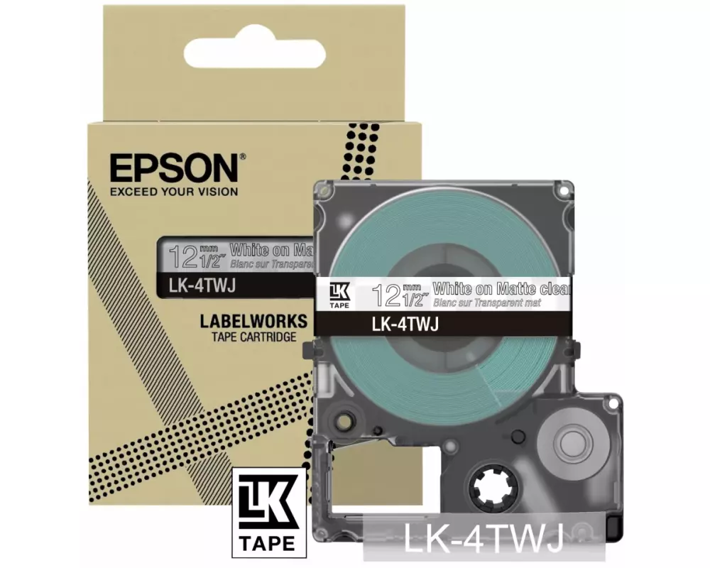 ESPON Matte Tape, Clear/Black , 24mm, 8m, LK-6TBJ