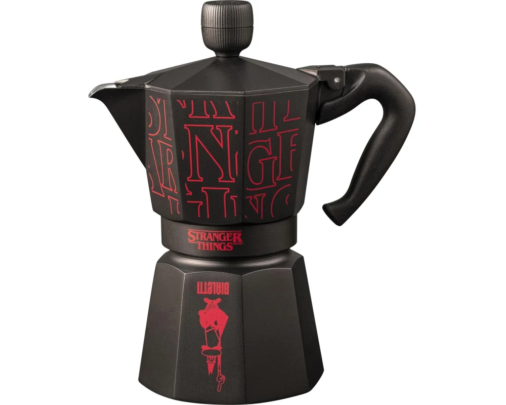 Bialetti Espressokanne Stranger Things, 6 Tassen, Schwarz / Rot
