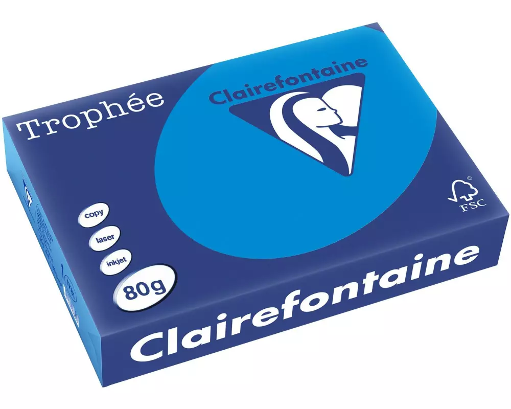 Clairefontaine Kopierpapier Trophée A4, 80 g/m², Klarblau, 500 Blatt