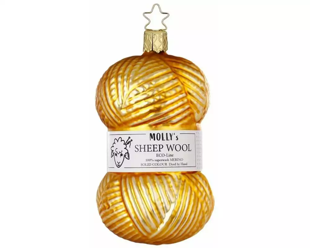 Inge Glas Manufaktur Weihnachtskugel Wolle Gelb