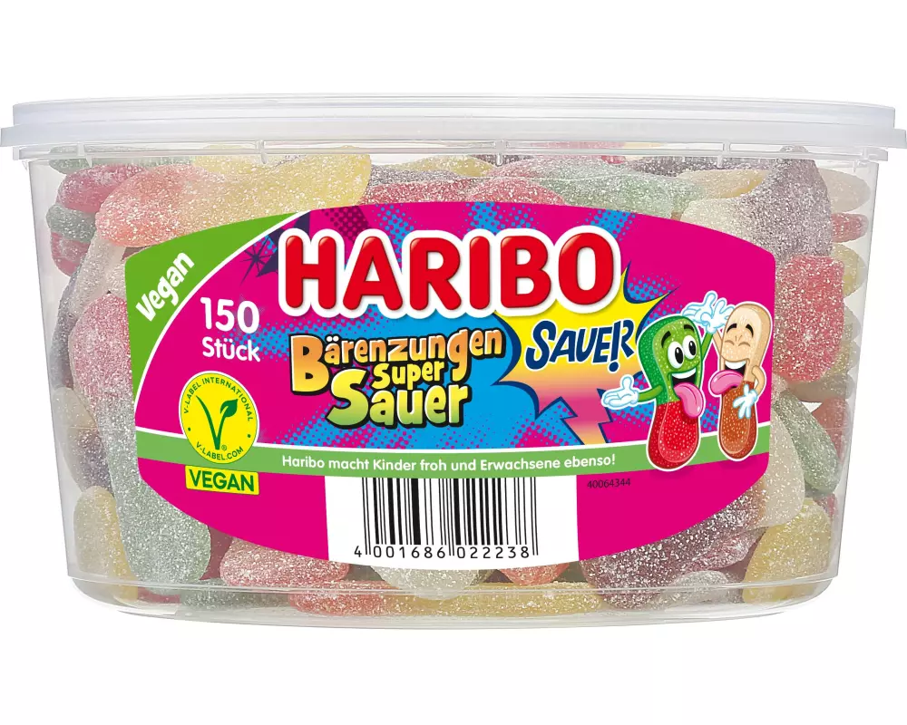 Haribo Gummibonbons Bärenzungen Super Sauer Dose 1350 g