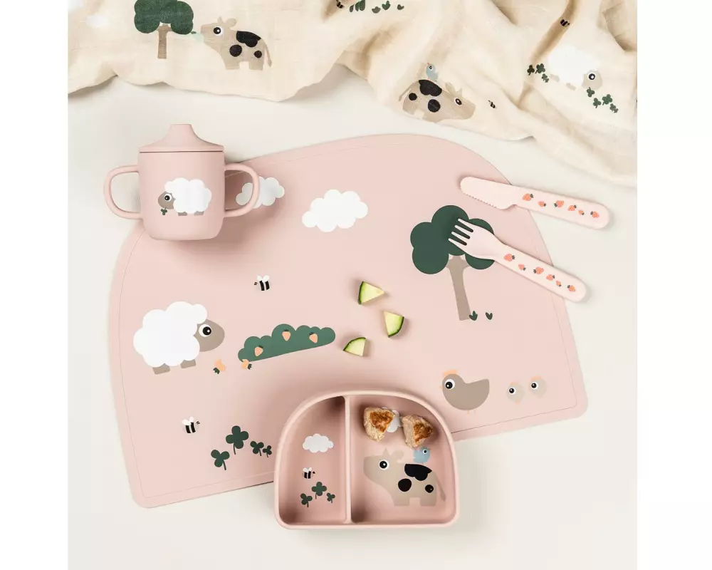 done by deer Kindertischset Tiny Farm Rosa